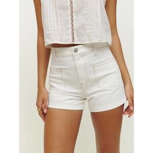 NEW NWT Reformation Alyssa High Rise Patch Pocket Jean Shorts Vintage White 31